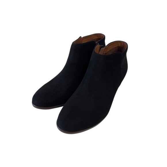 Soda Black Faux Suede Ankle Booties With Low Block Heel & Side Zipper - Picture 12 of 14